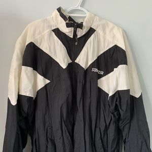 vintage black and white starter windbreaker jacket